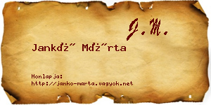 Jankó Márta névjegykártya